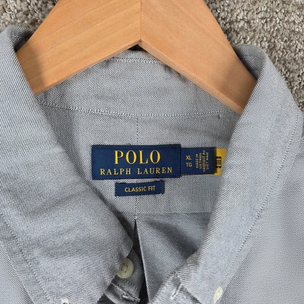 Polo Ralph Lauren Mens XL Gray Short Sleeve Oxford Flesh Pony Classic Fit Shirt